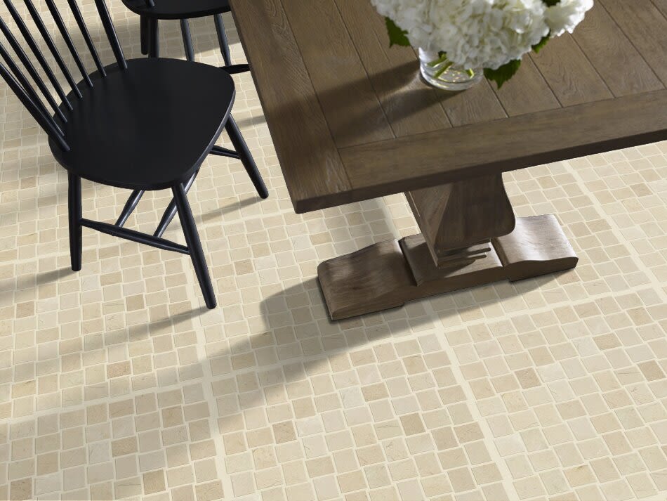 Shaw Floors Ceramic Solutions Chateau Basketweave Mosaic Crema Marfil 00200_CS22Z