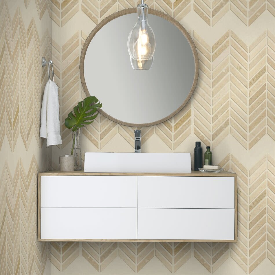 Shaw Floors Home Fn Gold Ceramic Estate Chevron Mo Crema Marfil 00200_TG87B