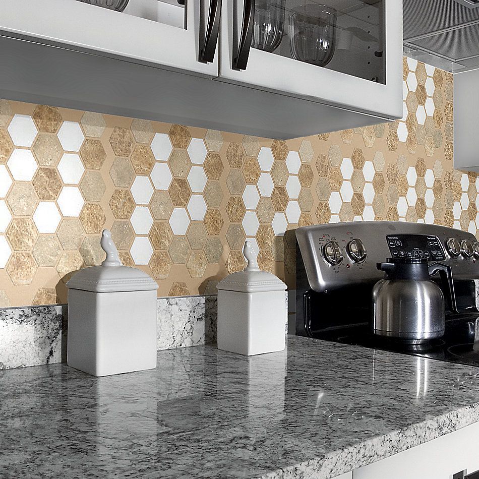 Shaw Floors Home Fn Gold Ceramic Del Ray Hexagon Mosaic Golden Isle 00261_TGL26