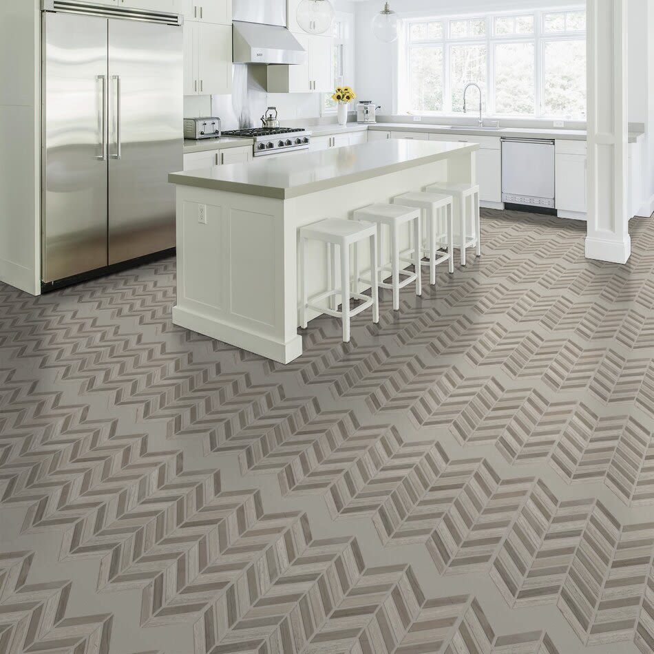 Shaw Floors Ceramic Solutions Chateau Chevron Mosaic Rockwood/Urban Grey 00555_CS23Z