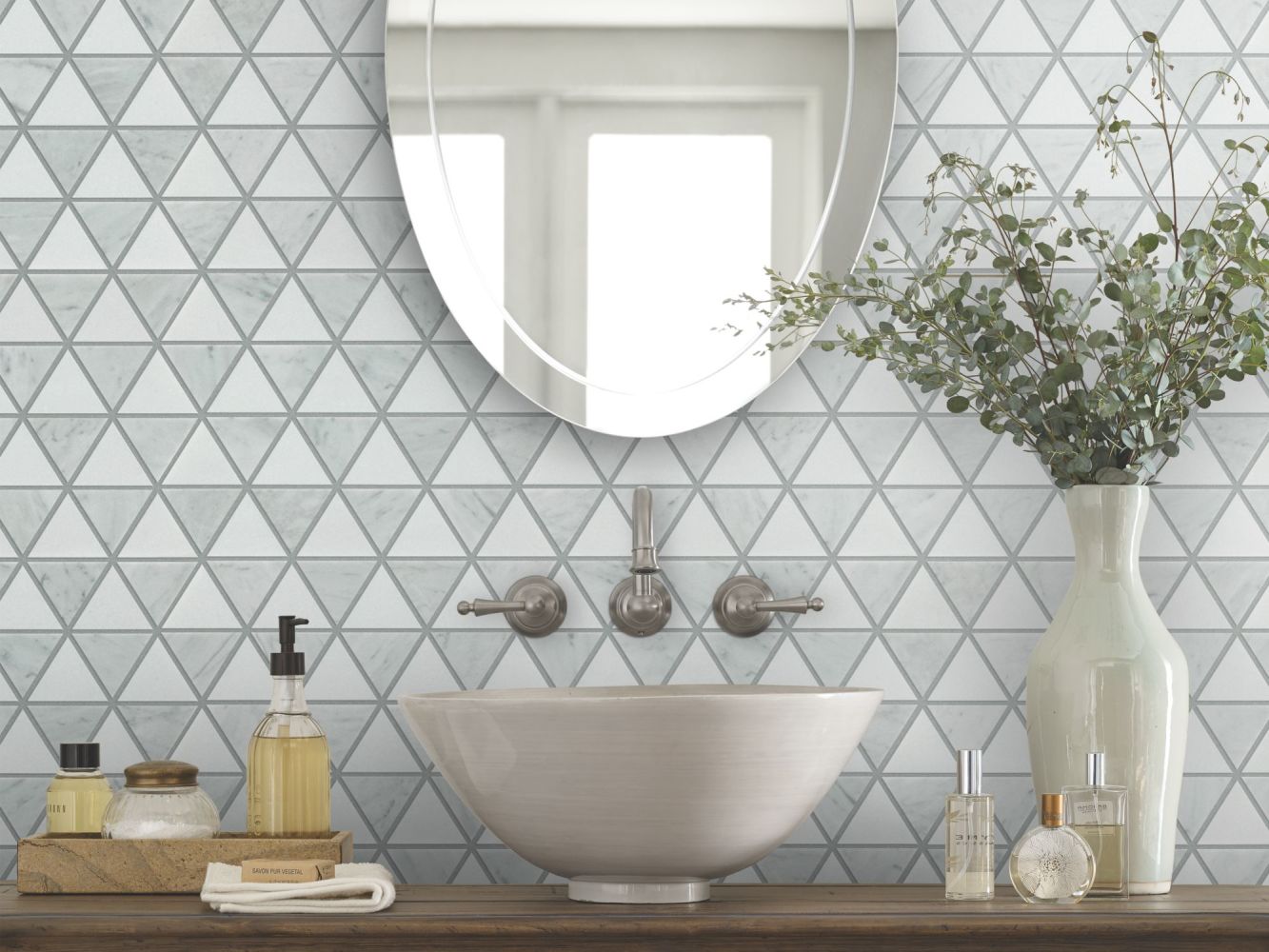 Shaw Floors Ceramic Solutions Chateau Tri Mix Thassos/Bianco Carrara 00151_CS23X