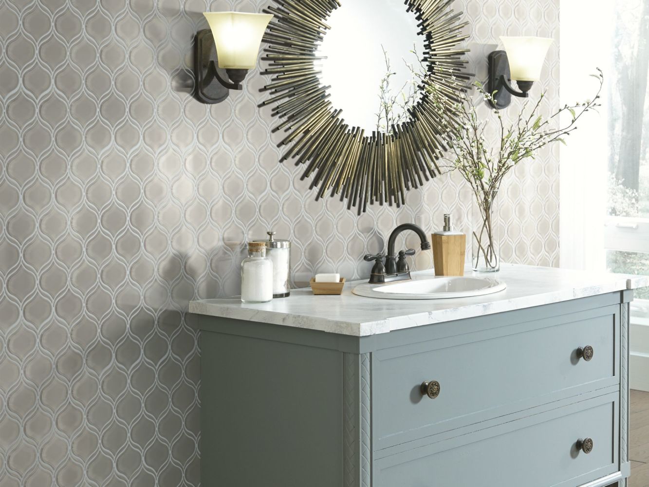 Shaw Floors Toll Brothers Ceramics Principal Lantern Glass Mosaic Mist 00250_TL80B