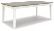 Nollicott – Whitewash / Light Gray – Rectangular Dining Room Butterfly Extension Table D597-35