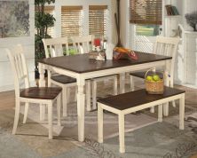 Whitesburg – White – 6 Pc. – Dining Room Table, 4 Side Chairs, Bench D583/25/02(4)/00