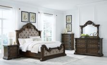 Maylee – Dark Brown – 5 Pc. – Dresser, Mirror, King Upholstered Bed B947/31/36/58/56/97