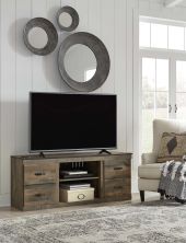 Trinell – Brown Dark – TV Stand W/Fireplace Option – 60″ X 14.8″ X 24.33″ EW0446-268