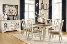 Realyn – White – 8 Pc. – Extension Table, 6 Ribbon Back Side Chairs, Server D743/35/02(6)/60