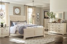Bolanburg – Antique White / Brown – 6 Pc. – Dresser, Mirror, Chest, King Lattice Panel Bed B647/131/36/146/58/56/97