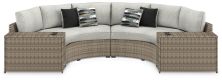 Calworth – Beige – 4-Piece Outdoor Sectional With Console With Drink Holders P458P10