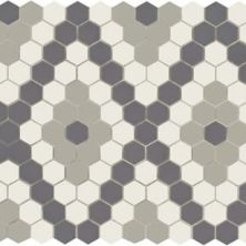 American Olean Unglazed Mosaics Ice White / Black / Lt Smoke Hexagon UNM-AO21