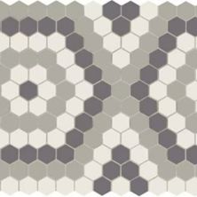 American Olean Unglazed Mosaics Ice White/Black/Light Smoke Hex Hexagon UNM-HX-AO19