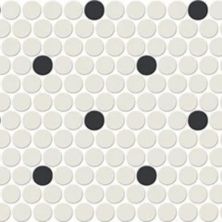 American Olean Unglazed Mosaics Ice White/Black Penny Rounds Retro Dot UNM-PRRD-0A61