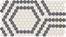 American Olean Unglazed Mosaics Ice White/Black Hex AO18HEX11MT
