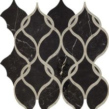 Daltile Lavaliere Deco Nero Marquina /Antique Mirror Intertwining Arabesque LV12