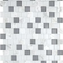 Daltile Perfit Mosaix Mosaic White Carrara & Glass Brick Joint 1×1 PT48