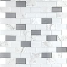 Daltile Perfit Mosaix Mosaic White Carrara & Glass Brick Joint 1×2 PT49