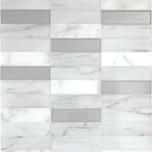 Daltile Perfit Mosaix Mosaic White Carrara & Glass Straight Stack PT52