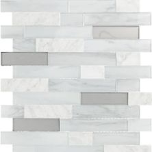 Daltile Perfit Mosaix Mosaic White Carrara & Glass Random Linear PT53