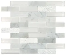 Daltile Simplystick Mosaix Carrara White and glass Blend SMPLYSTCKMSX_SK16_12X12_BM