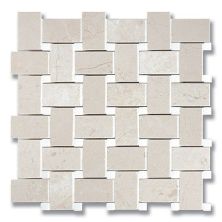 Stone Mosaics Akdo  Basket Weave Bursa Beige (H) w/ Thassos (H) Beige, White MB1004-BASIH2