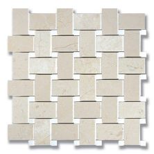 Stone Mosaics Akdo  Basket Weave Bursa Beige (P) w/ Thassos (P) Beige, White MB1004-BASIP4