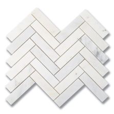Stone Mosaics Akdo  1” x 4” Herringbone Carrara Bella (H) White, Gray MB1604-HB14H0
