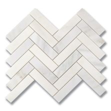 Stone Mosaics Akdo  1” x 4” Herringbone Carrara Bella (P) White, Gray MB1604-HB14P0