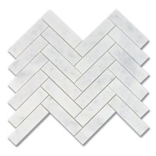 Stone Mosaics Akdo  1” x 4” Herringbone Carrara (H) White, Gray MB1130-HB14H0