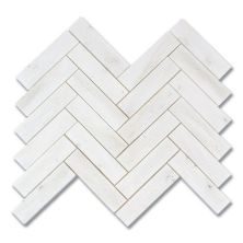 Stone Mosaics Akdo  1” x 4” Herringbone White Haze (P) White, Gray, Taupe MB1741-HB14P0