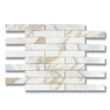 Stone Mosaics Akdo  1” x 6” Brick Calacatta (P) White, Gray, Taupe MB1203-BR16P0