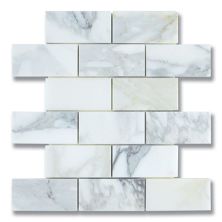 Stone Mosaics Akdo  2” x 4” Brick Calacatta (H) White, Gray, Taupe MB1203-BRICH0