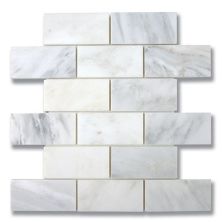 Stone Mosaics Akdo  2” x 4” Brick Carrara Bella (H) White, Gray MB1604-BRICH0