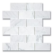 Stone Mosaics Akdo  2” x 4” Brick Carrara (H) White, Gray MB1130-BRICH0