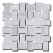 Stone Mosaics Akdo  Basket Weave Ash Gray (H) w/ Thassos (H) Gray, White MB1809-BASIH0