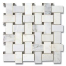 Stone Mosaics Akdo  Basket Weave Carrara Bella (P) w/ Lunar Gray Medium (C) White, Gray MB1604-BASIP2