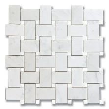 Stone Mosaics Akdo  Basket Weave Carrara (P) w/ Thassos (P) White, Gray MB1130-BASIP2