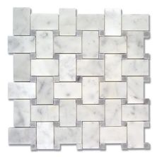 Stone Mosaics Akdo  Basket Weave Carrara (P) w/ Turkish Gray (P) White, Gray MB1130-BASIP5