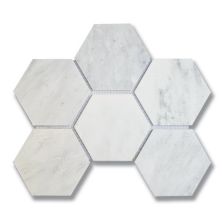 Stone Mosaics Akdo  Hexagon 3-7/8 Carrara Bella (H) White, Gray MB1604-HEX3H0