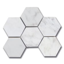 Stone Mosaics Akdo  Hexagon 3-7/8 Carrara Bella (P) White, Gray MB1604-HEX3P0