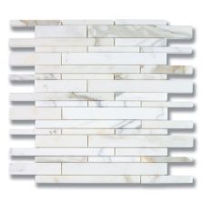 Stone Mosaics Akdo  Stagger Calacatta (H&P) White, Gray, Taupe MB1203-STGR00