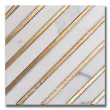 Stone Mosaics Akdo  Luminous Beam Calacatta w/ Gold (H) White, Gray, Taupe, Metallic Gold MB1203-DS0800
