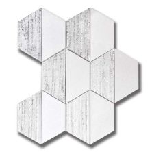 Stone Mosaics Akdo  Luminous Daybreak Thassos w/ Silver (H) White, Metallic Silver MB1232-DAYBH0