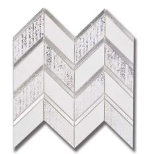 Stone Mosaics Akdo  Luminous Ray Thassos w/ Silver (H & Combed) White, Metallic Silver MB1232-RAY0H0