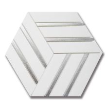 Stone Mosaics Akdo  Luminous Shine Thassos w/ Silver (H) White, Metallic Silver MB1232-SHNEH0