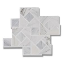 Stone Mosaics Akdo  Perspective Axis Calacatta (H) w/ Thassos (P) White, Gray, Taupe MB1203-AXISH0