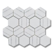 Stone Mosaics Akdo  Perspective Pivot Thassos (P) w/Carrara (H) White, Gray MB1232-PIVTP0