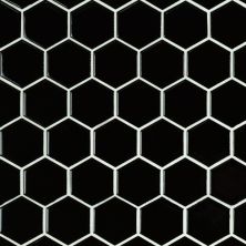 MSI Domino Penny Round Mosaic Black Glossy