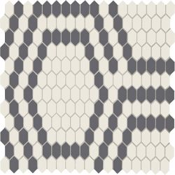American Olean Unglazed Mosaics Ice White/Black Hex