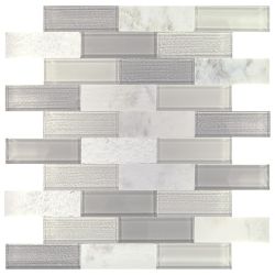 Daltile Simplystick Mosaix Daphne White and glass Blend
