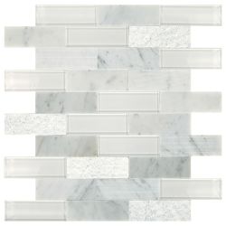 Daltile Simplystick Mosaix Carrara White and glass Blend